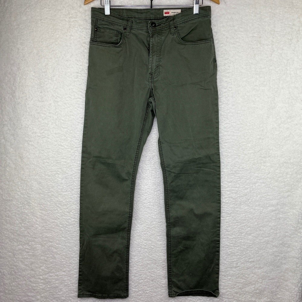 Wrangler Premium Quality Straight Fit Pants Olive Green Mens 32x31